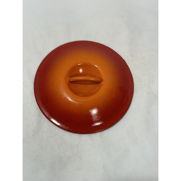 Le Creuset Flame Orange Enameled Cast Iron Pan Small Lid L Fits 4.5” Lid Only - Picture 1 of 7